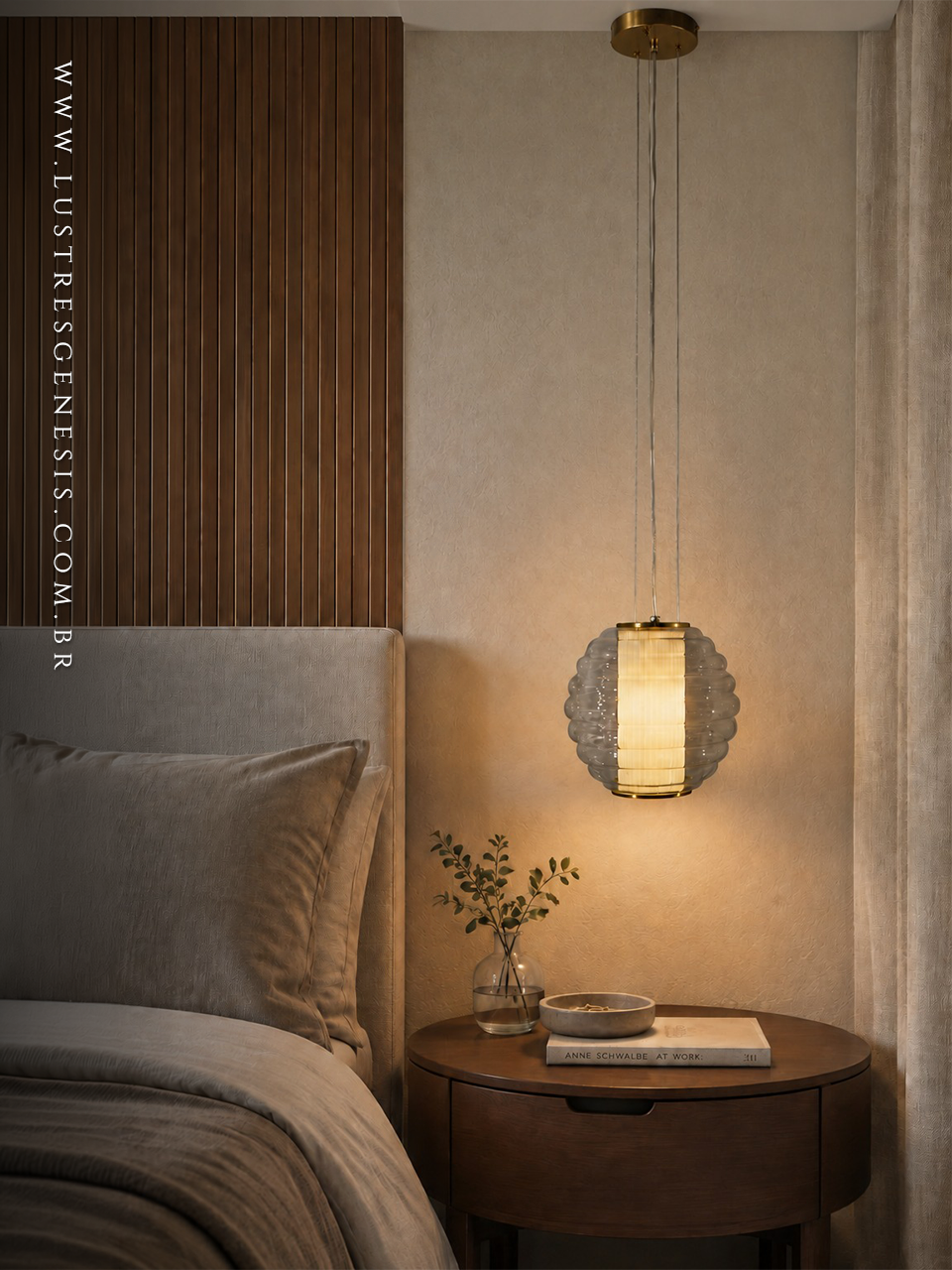 uminaria Pendente Moderno Vidro Transparente e Metal Bronze &Oslash;25cm E27 Bivolt, Balcao de Cozinha, Bancada Area Gourmet, Churrasqueira
